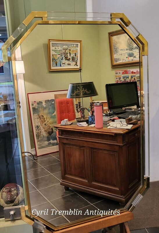 Miroir plexy et laiton 1970's  (Vendu)