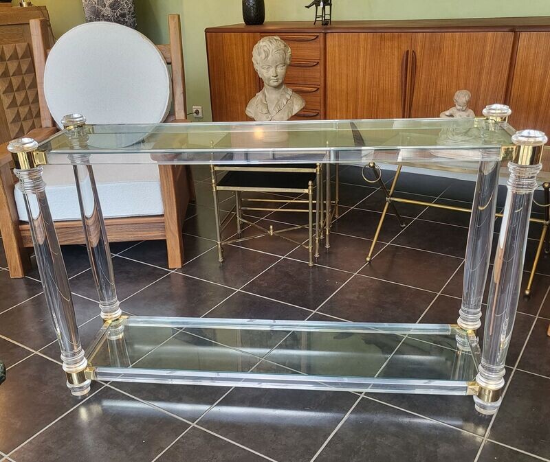 Console en plexi et deux plateaux verre (Vendue)