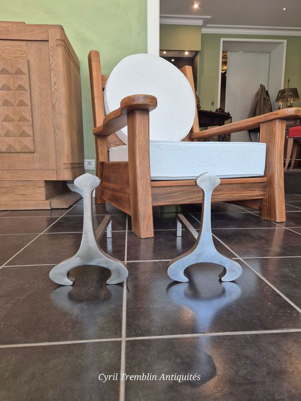 Paire de chenets modernistes 1970's (Vendue)