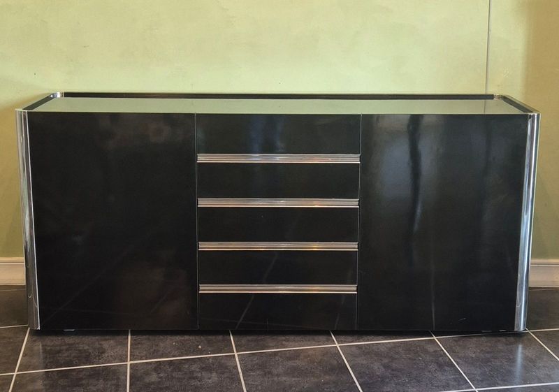 Petit buffet crédence laque noire 1960/70's (VENDU)