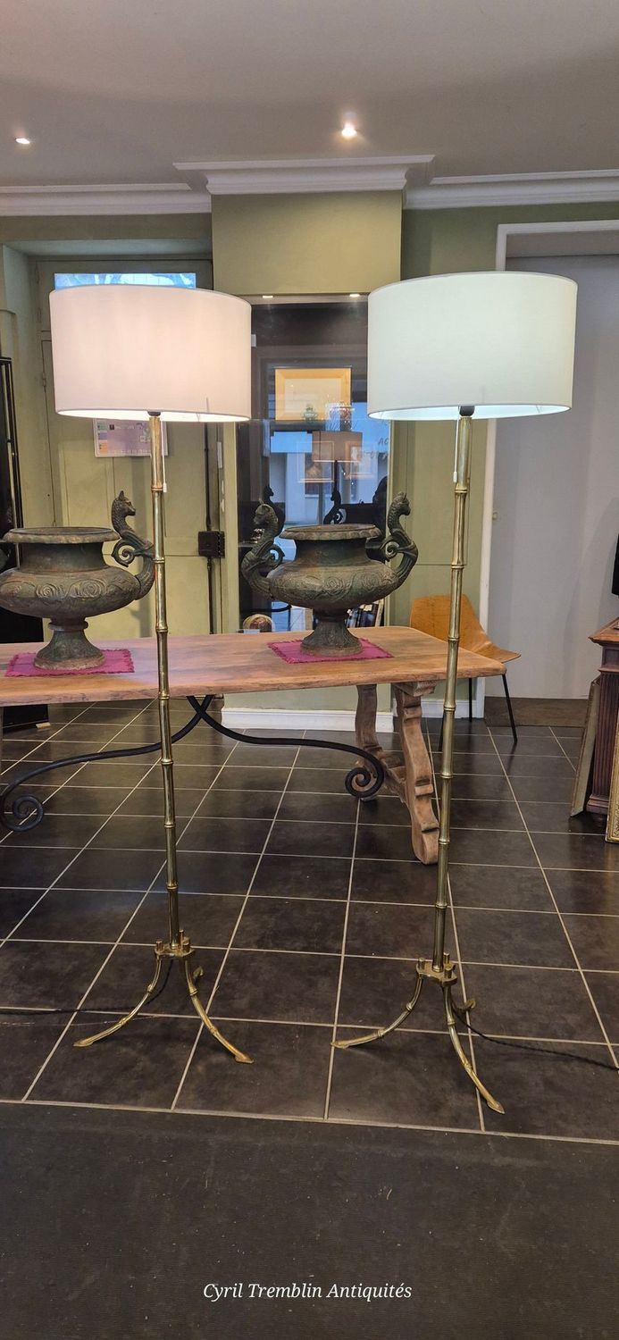 Paire de lampadaires façon bambou (Vendue)