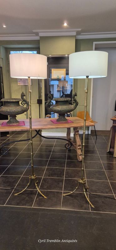 Paire de lampadaires façon bambou (Vendue)