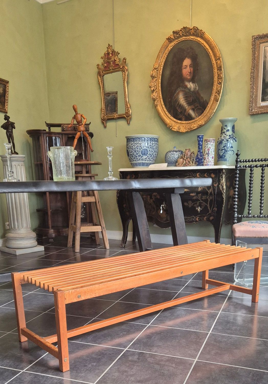 Banc 1950's/60's en lame de pin (Vendu)