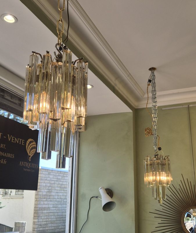 Paire de lustres Vénini "Trièdres" (Vendue)