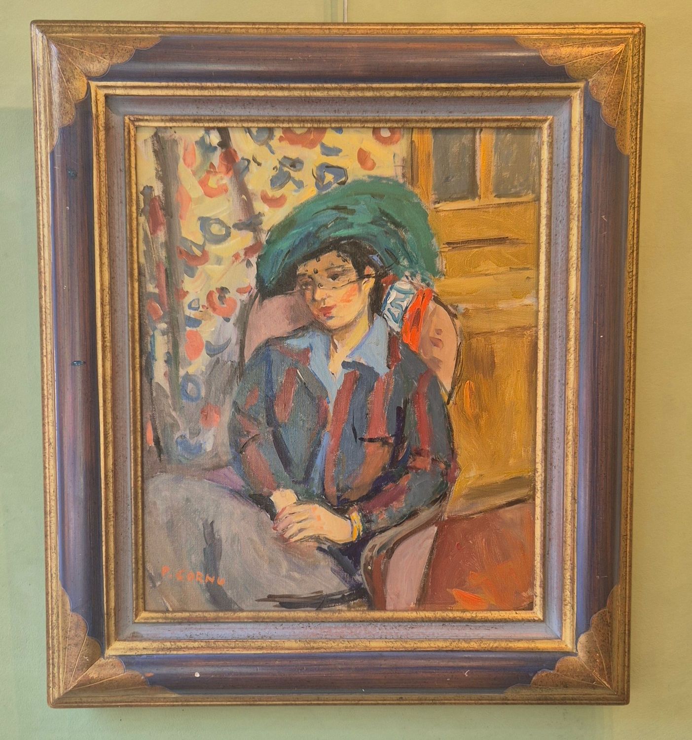 Pierre Cornu "Femme au chapeau vert"