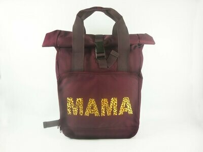 MAMA Roll Top Backpack - Burgandy