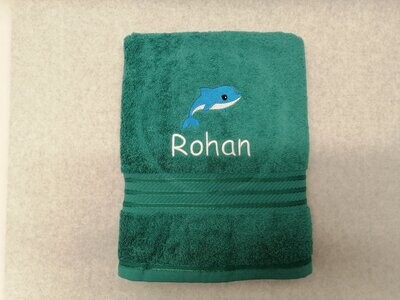 Children's Personalised Forest Green Towel