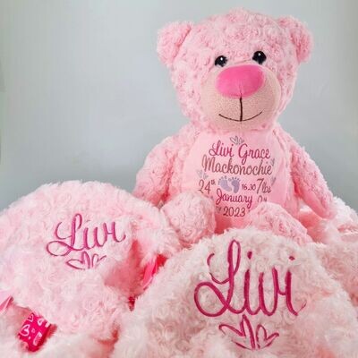 Pink Rosebud Bear Teddy and Accessories