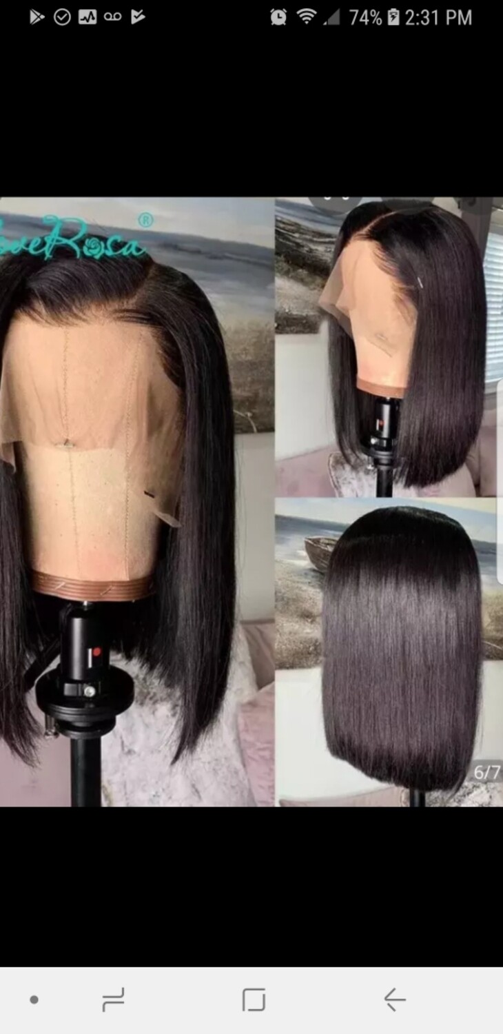14 inch deep wave frontal bob wig