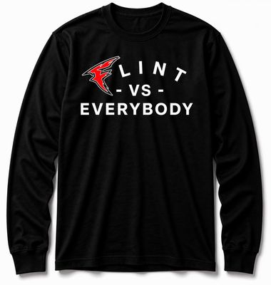 Official “F” Logo Flint Vs Everybody Design T Shirt(Long)
