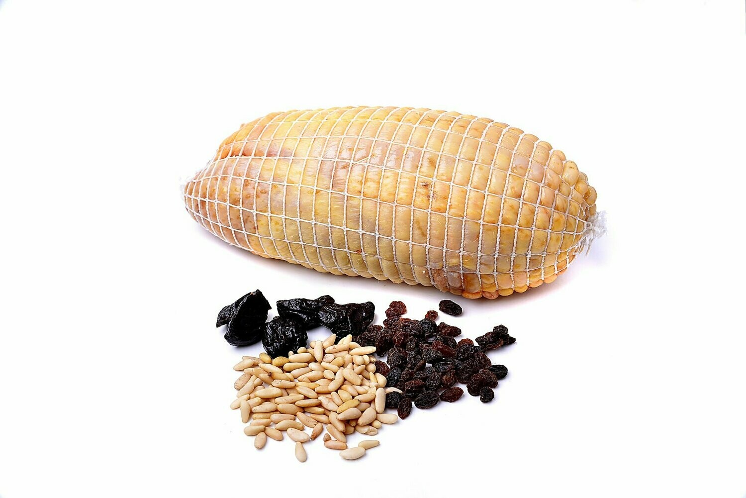Farcit de pollastre panses, prunes i pinyons