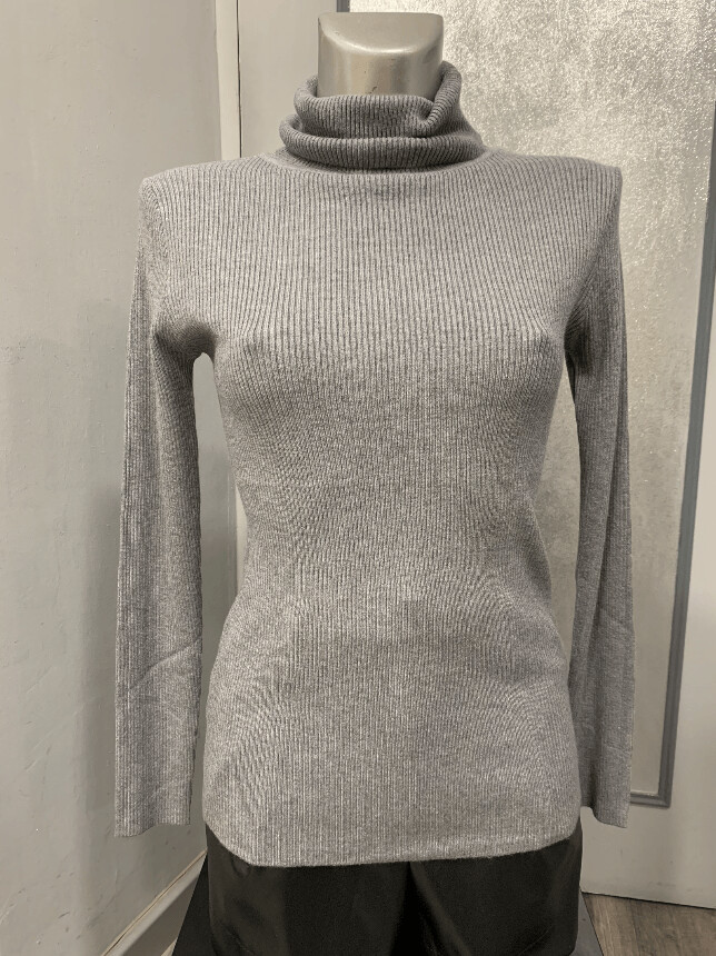 Pull Col roulé cottelé, Couleur: Gris