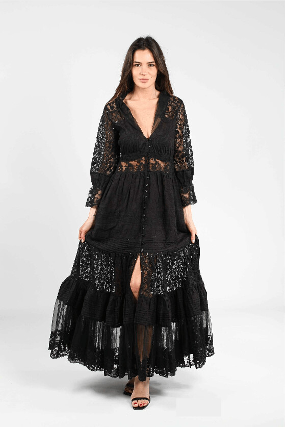 Robe longue Lelia Noire Beatnik