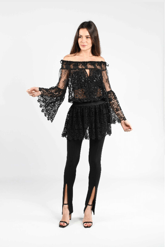 Tunique Lina Noire Beatnik