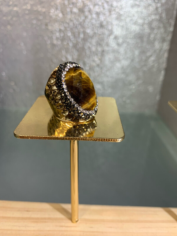 Bague Hypnochic doré / œil de tigre