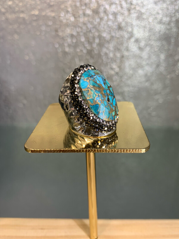 Bague Hypnochic argenté / turquoise