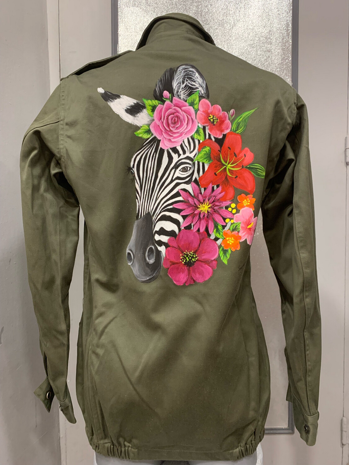 Veste L’atelier de Sardine zèbre fleurs rouge