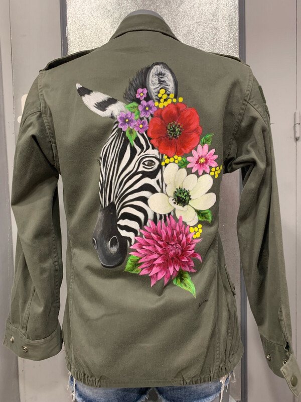 Veste L’atelier de Sardine Zèbre fleur blanche