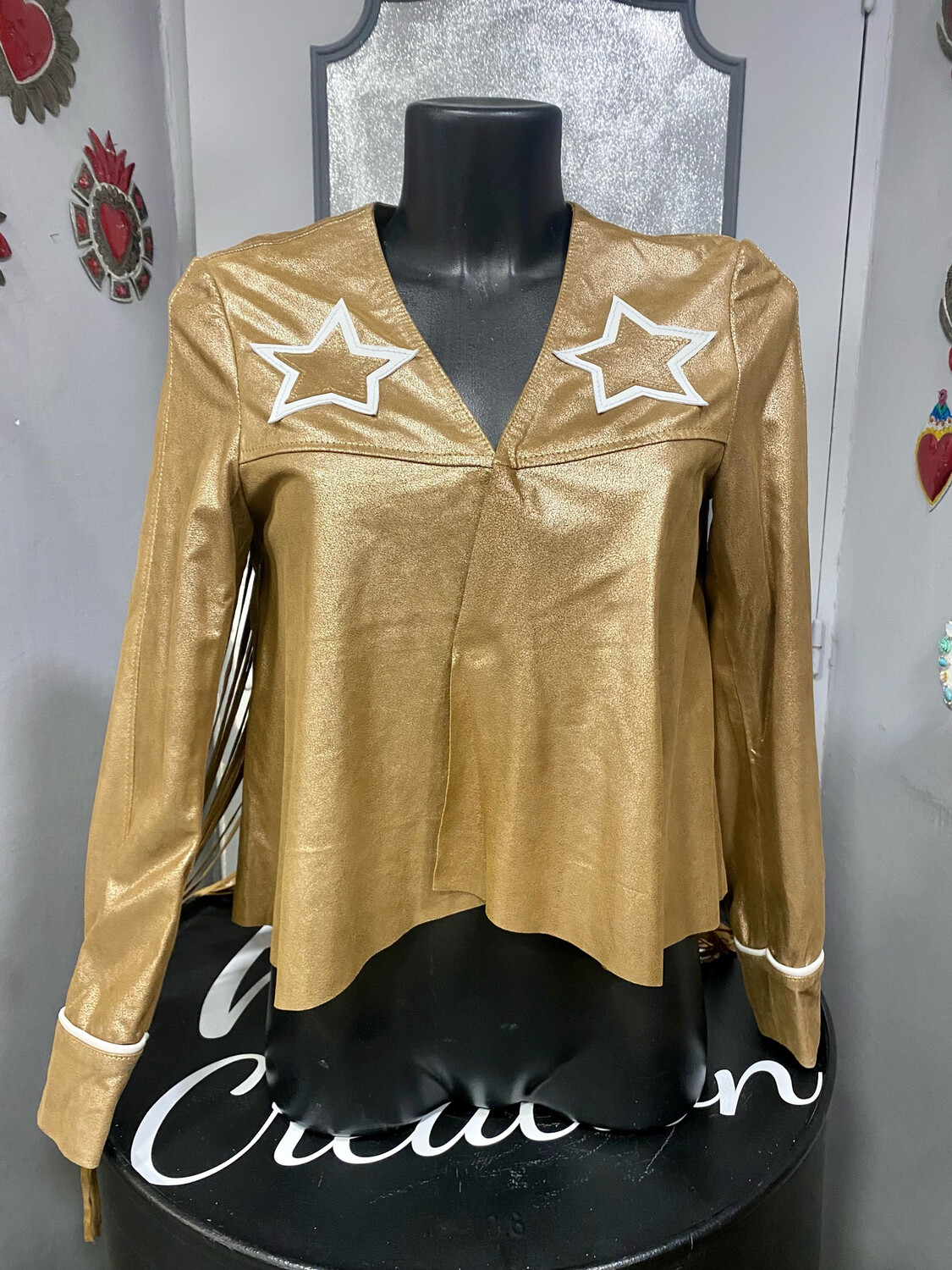 Blouson cuir mame’ elle zoe doré