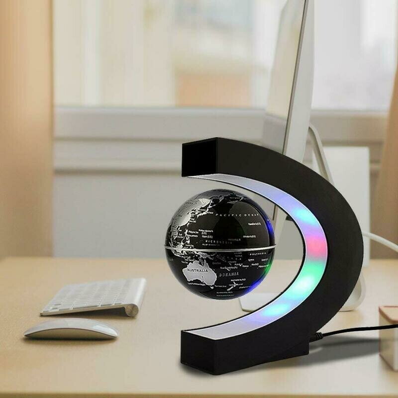 Globo C levitazione magnetica a forma di sfera galleggiante Globe World Map regalo galleggiante LED
