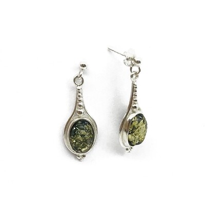 Green Amber Earrings