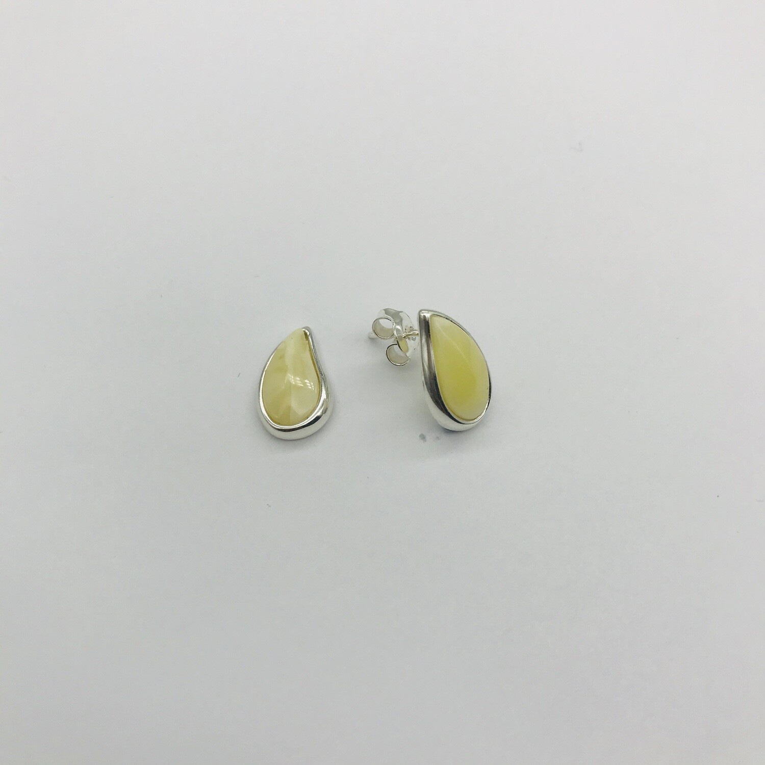 Silver and Amber Earrings - Studs