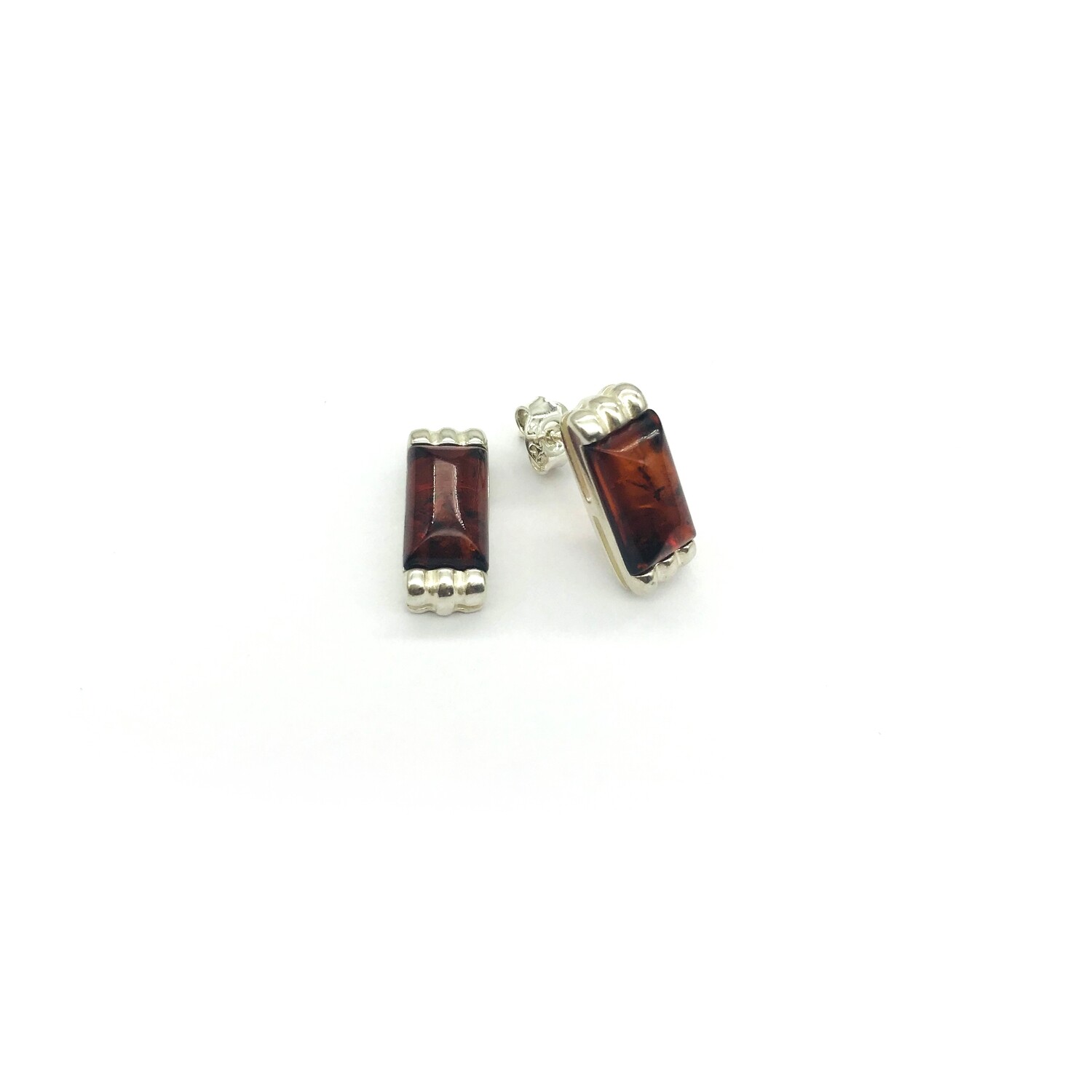 Silver and Amber Earrings - Studs