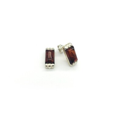 Silver and Amber Earrings - Studs