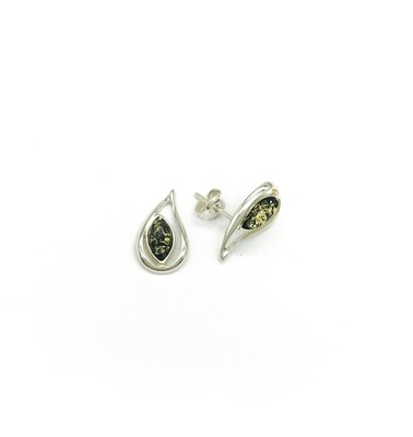 Silver and Amber Earrings - Studs