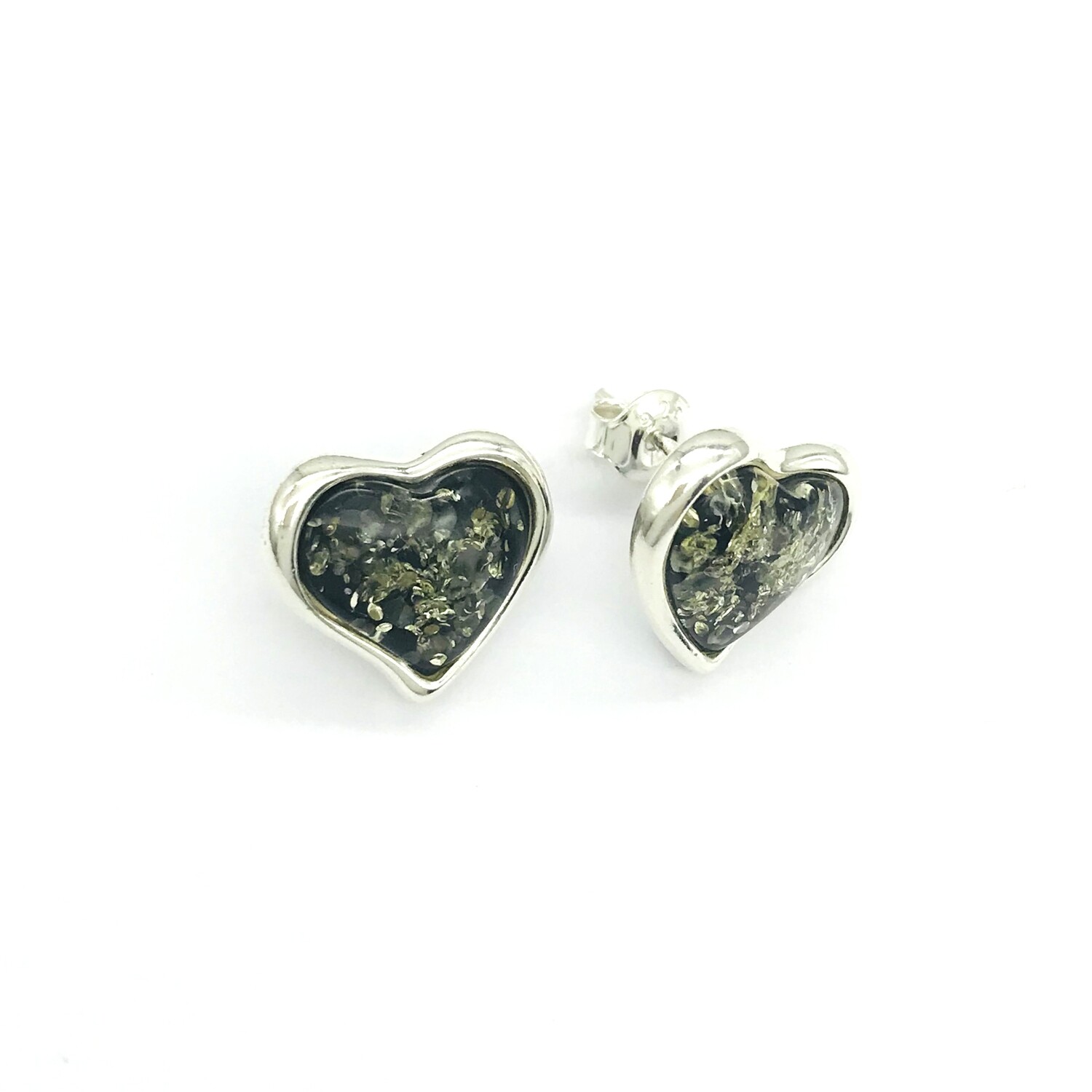 Silver and Amber Earrings - Studs