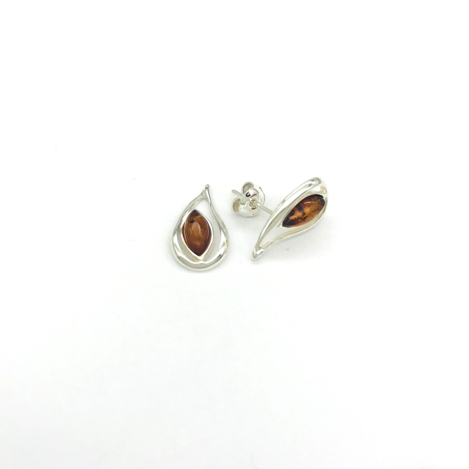 Silver and Amber Earrings - Studs