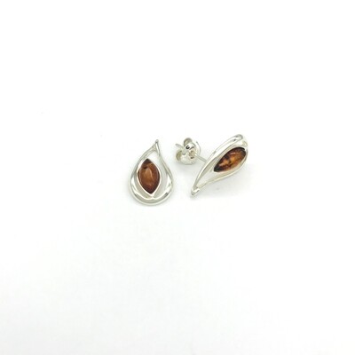 Silver and Amber Earrings - Studs