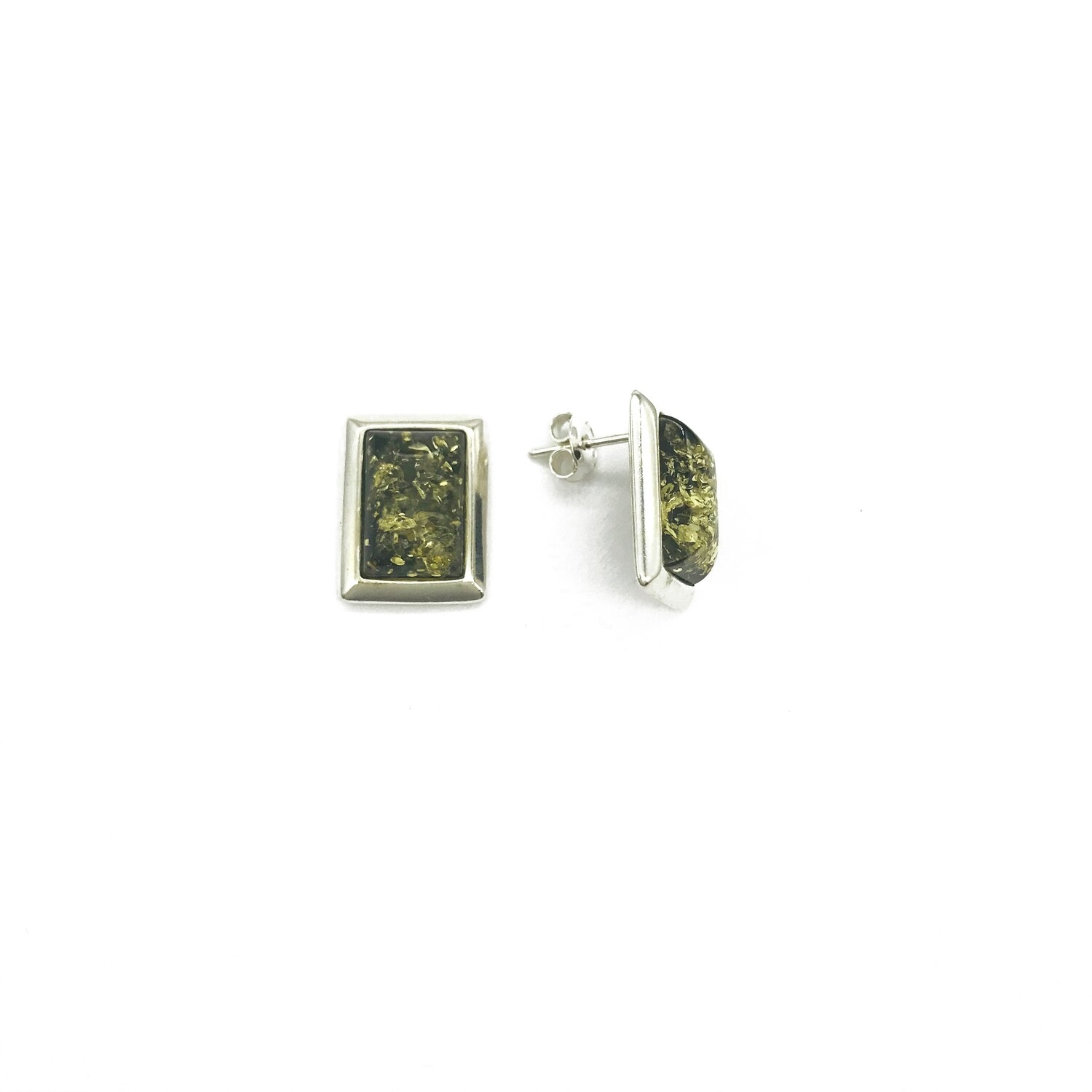 Silver and Amber Earrings - Studs