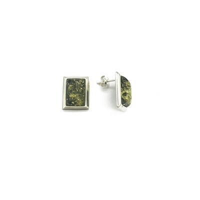Silver and Amber Earrings - Studs