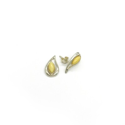 Silver and Amber Earrings - Studs