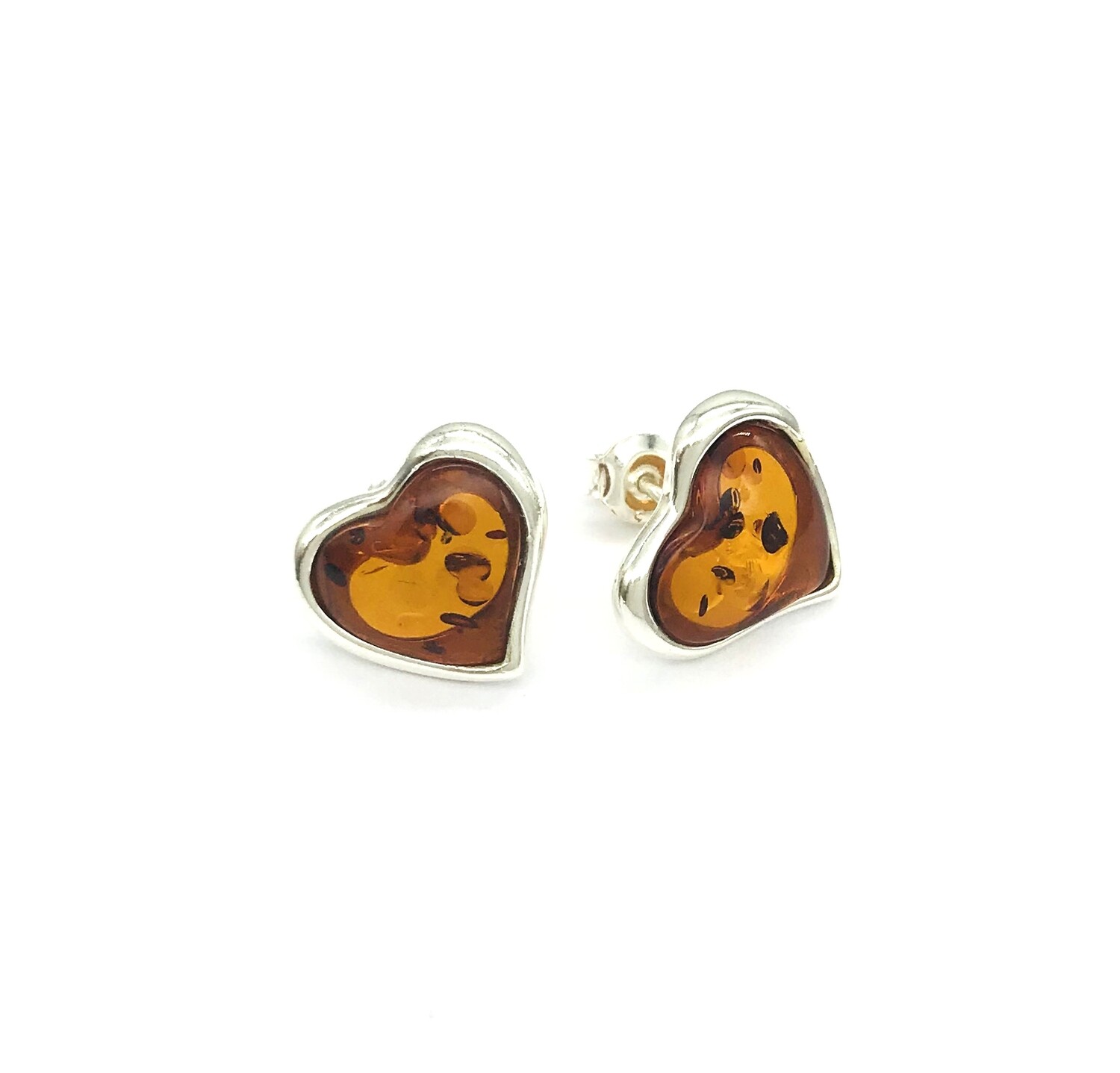 Silver and Amber Earrings - Studs