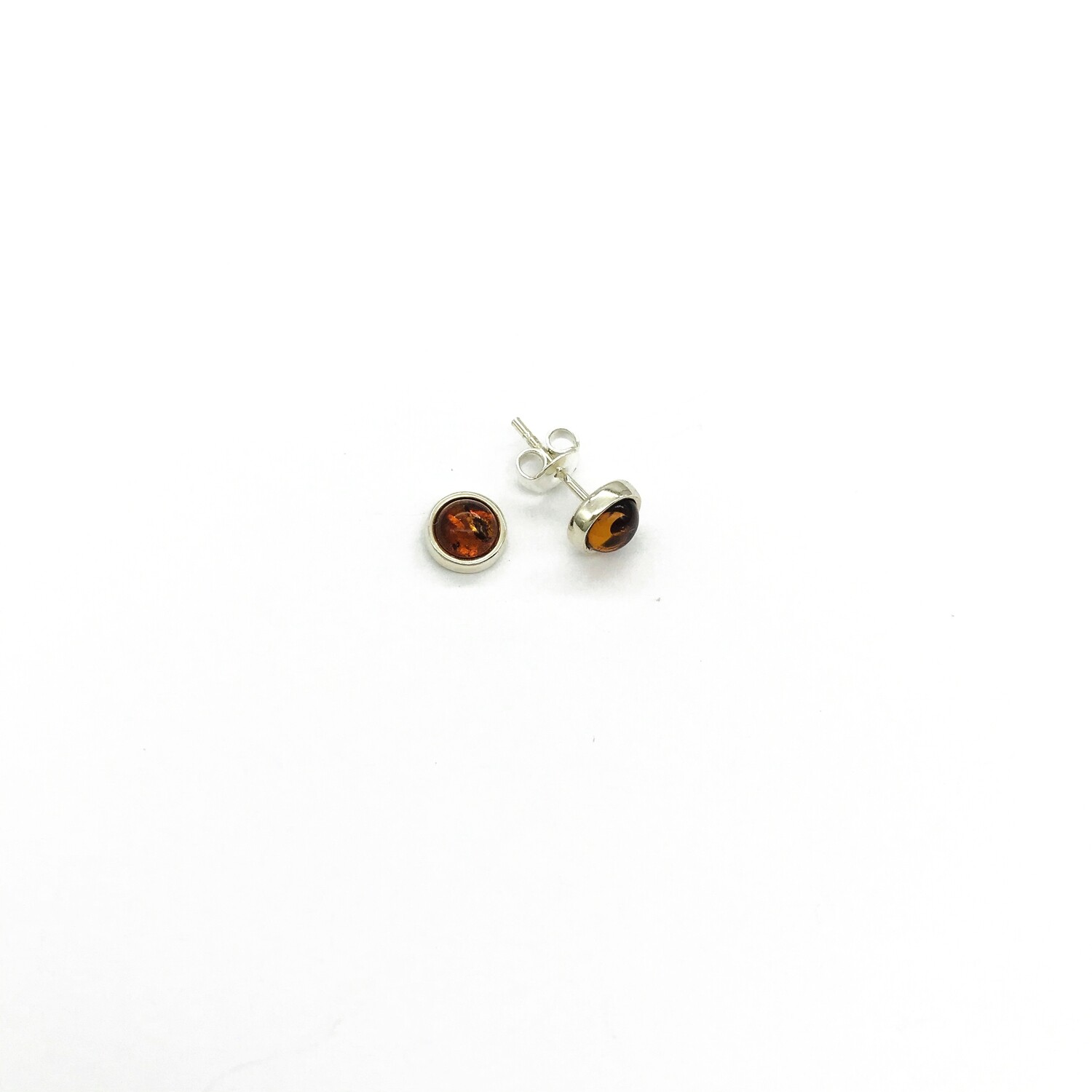 Silver and Amber Earrings - Studs