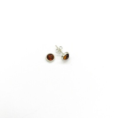 Silver and Amber Earrings - Studs