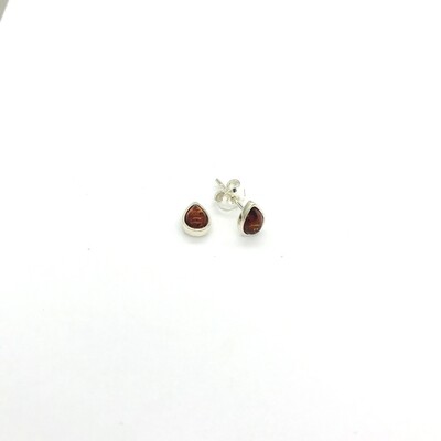 Silver and Amber Earrings - Studs