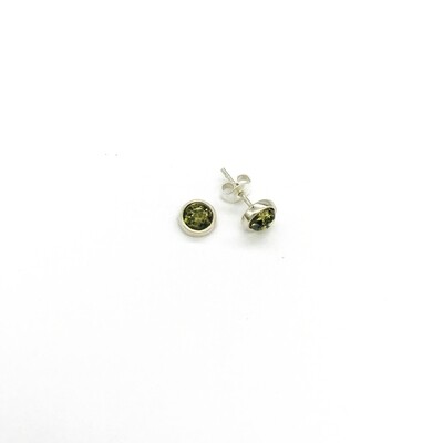 Silver and Amber Earrings - Studs