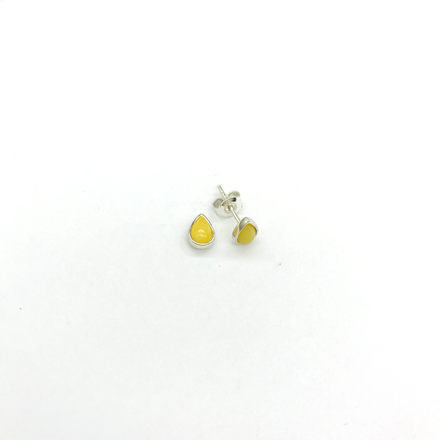 Silver and Amber Earrings - Studs