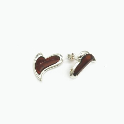 Silver and Amber Earrings - Studs