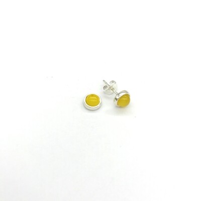 Silver and Amber Earrings - Studs