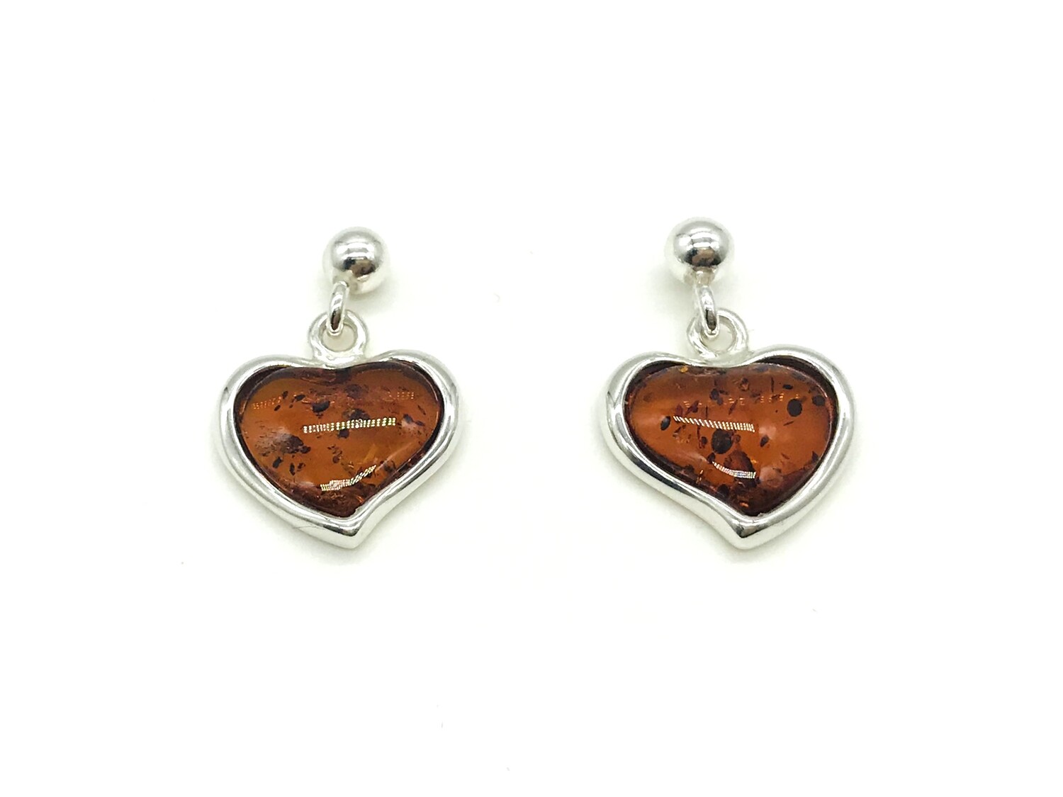 Silver and Amber Earrings - Studs