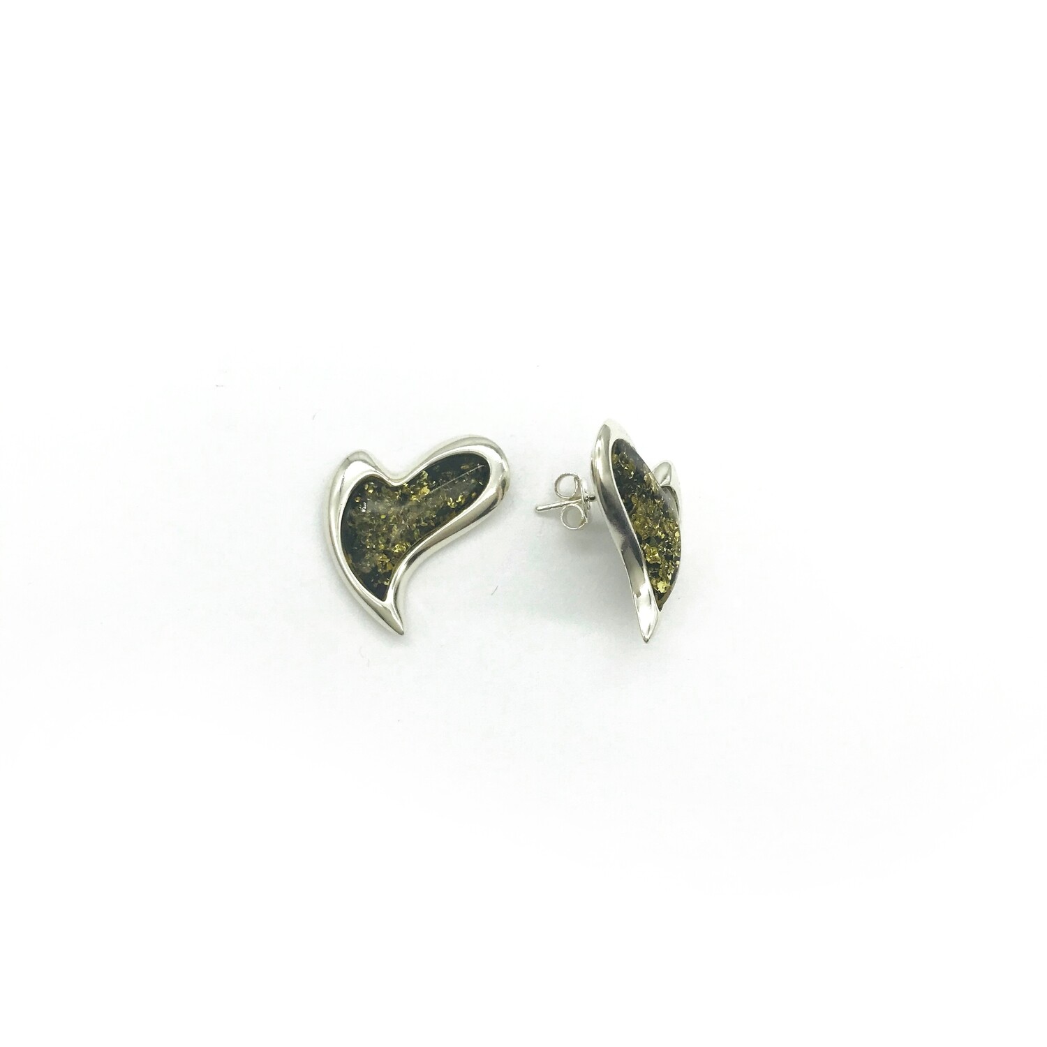 Silver and Amber Earrings - Studs