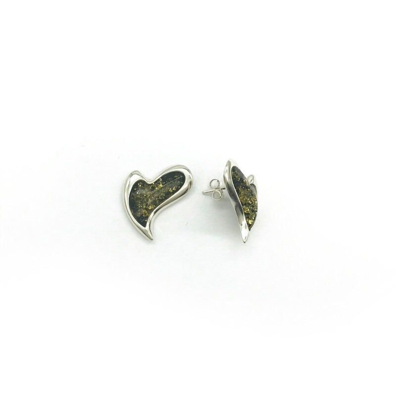 Silver and Amber Earrings - Studs