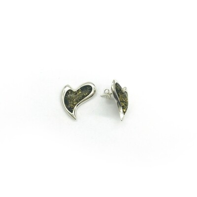 Silver and Amber Earrings - Studs