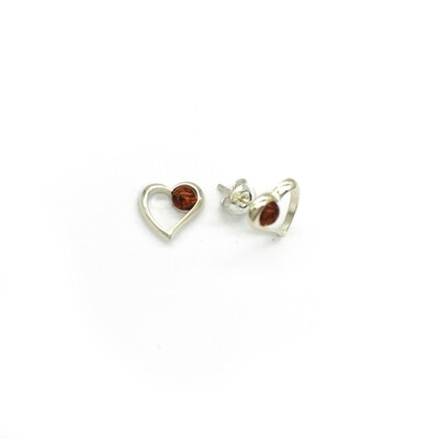 Silver and Amber Earrings - Studs