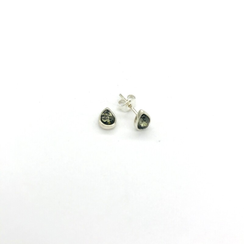 Silver and Amber Earrings - Studs