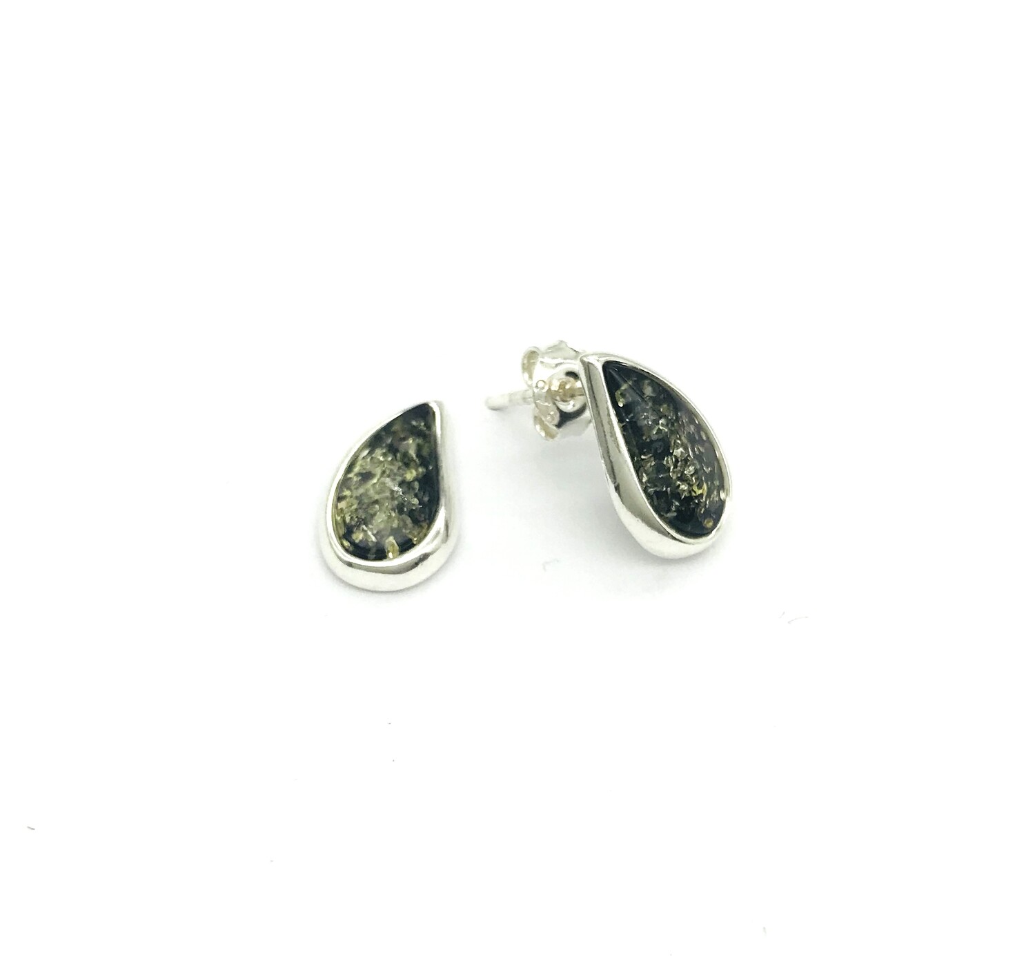Silver and Amber Earrings - Studs